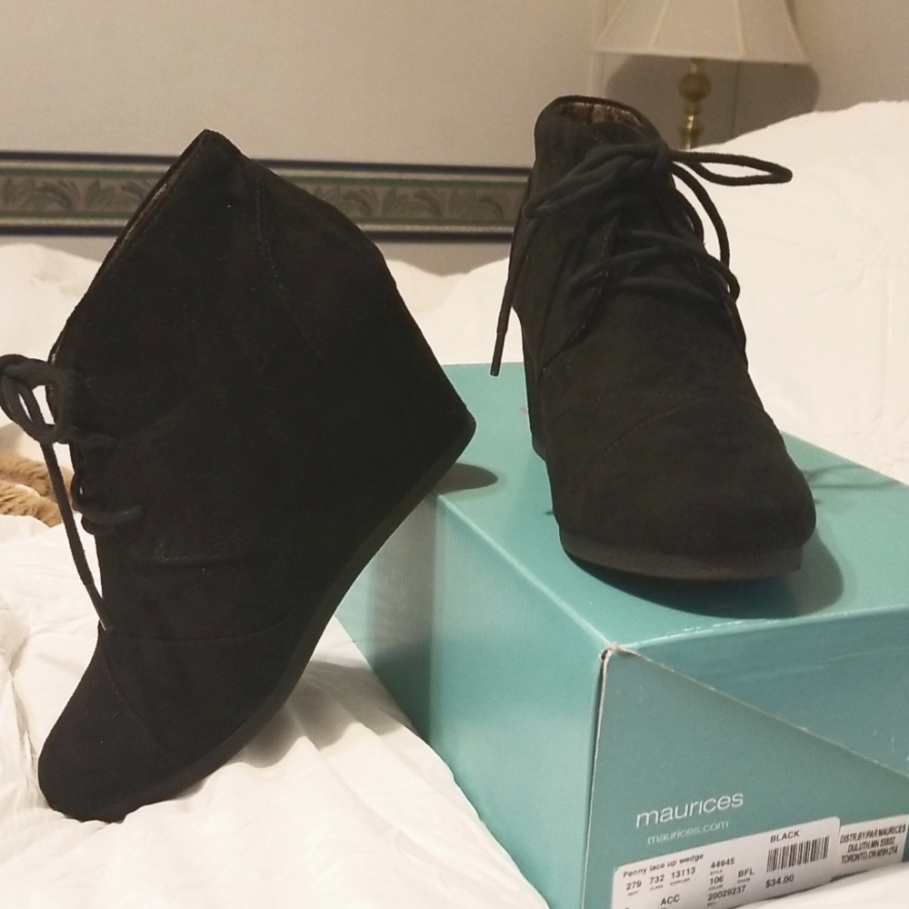 Maurices Suede ankle wedge boots